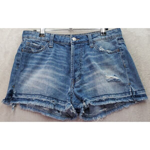 Vervet Cut-Off Shorts Womens Size 28 Blue Denim Distressed High Rise Button Fly‎